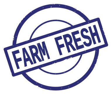 Mavi daire basit damgası yazılmış çiftlik taze metni.