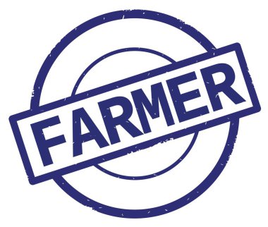 Çiftçi metin, mavi daire basit damga yazılmış.