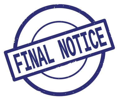 Mavi daire basit damgası yazılmış son duyuru metni.