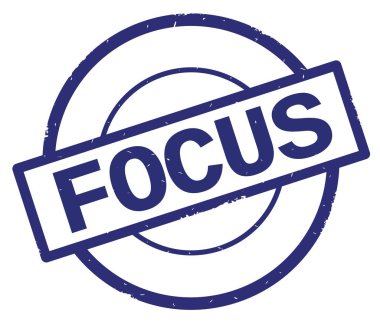 Odağı metin, mavi daire basit damga yazılmış.