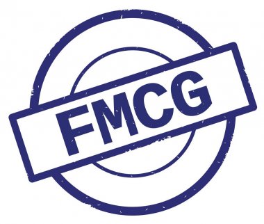 Fmcg metin, mavi daire basit damga yazılmış.