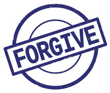 Mavi daire basit damgası yazılmış metni, affet.