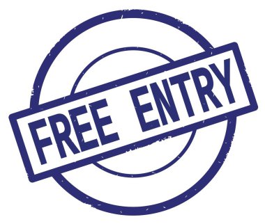 Mavi daire basit damgası yazılmış ücretsiz giriş metni.