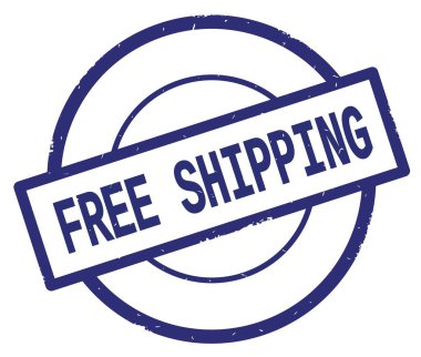 Ücretsiz metin kargo, mavi daire basit damga yazılmış.