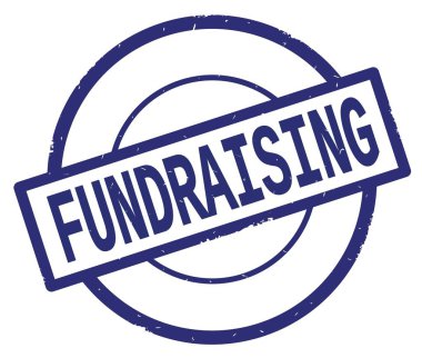 Bağış toplama metin, mavi daire basit damga yazılmış.