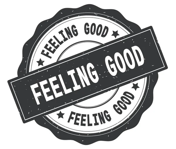 FEELING GOOD text, written on grey round badge. — Stock Photo, Image