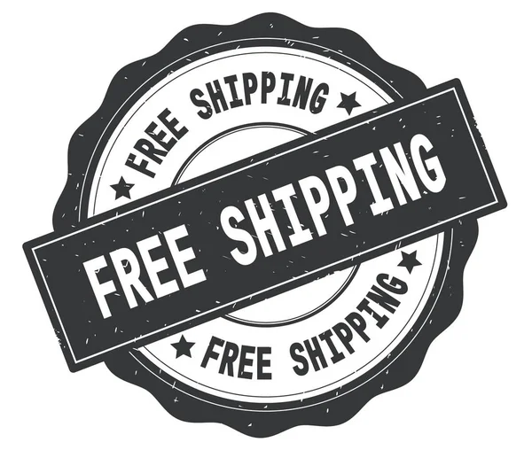 Ücretsiz metin kargo, gri yuvarlak rozet yazılı.