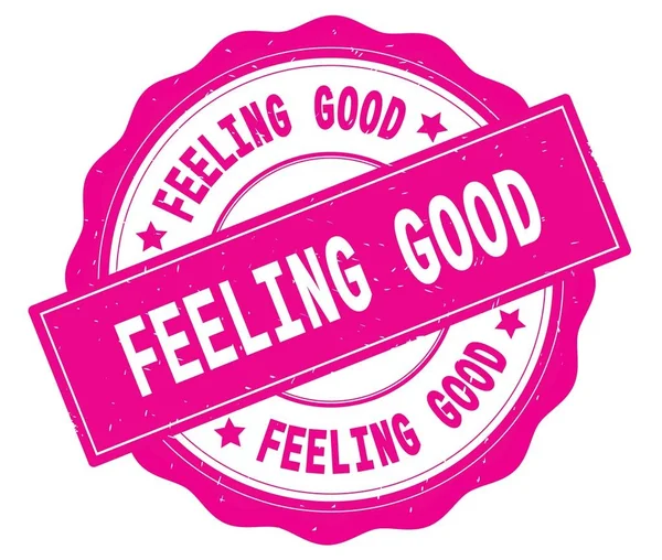 Feeling Good szöveg írott-ra rózsaszín kerek jelvény. — Stock Fotó