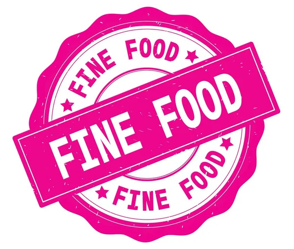 FINE FOOD texto, escrito en rosa placa redonda . — Foto de Stock