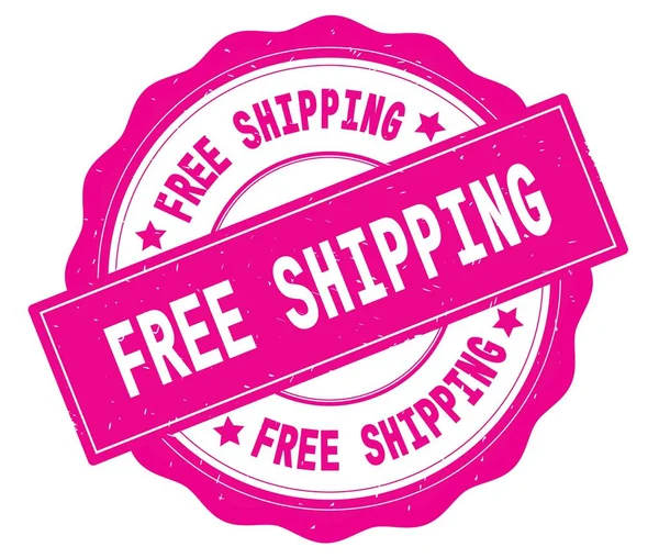Ücretsiz metin kargo, pembe yuvarlak rozet yazılı.