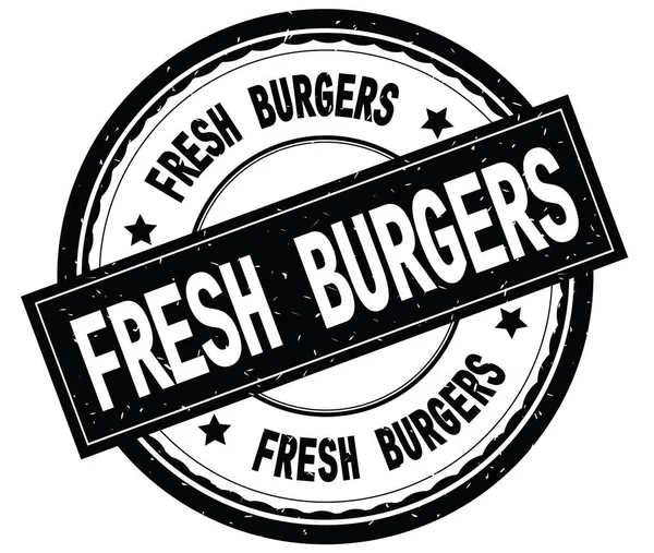 FRESH BURGERS written text on black round rubber stamp. — Stock Photo, Image