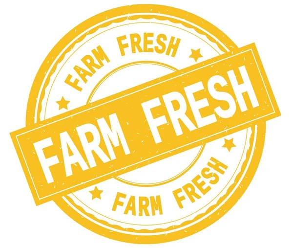 Çiftlik taze, sarı yuvarlak pencere boyutu üzerinde yazılı metin.