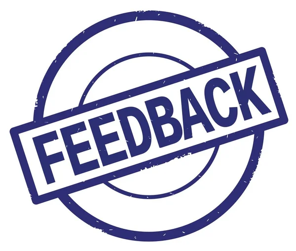 Mavi daire basit damgası yazılmış geri bildirim metni.
