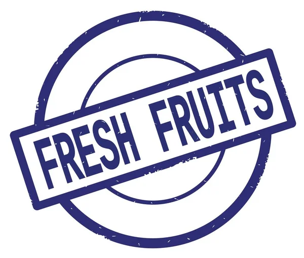 Текст FRESH FRUITS, написаний на синій простій марці кола . — стокове фото