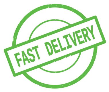 Yeşil Daire basit damgası yazılı hızlı teslimat metin.