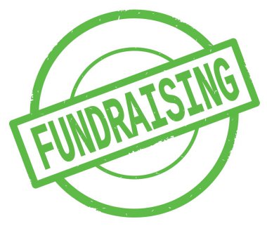 Bağış toplama metin, yeşil daire basit damga yazılmış.