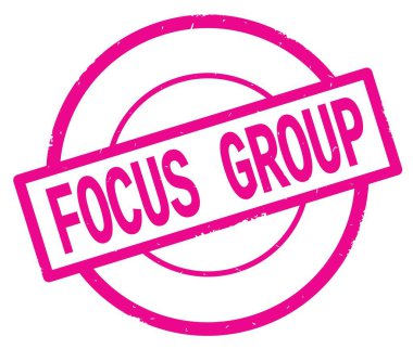 Odak grup metin, pembe daire basit damga yazılmış.