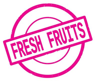 Pembe daire basit damgası yazılı taze meyve metin.
