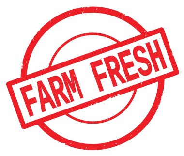 Kırmızı daire basit damgası yazılmış çiftlik taze metni.