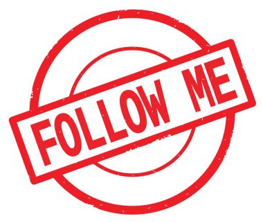 Kırmızı daire basit damgası yazılmış metni, beni takip et.