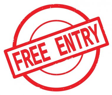 Kırmızı daire basit damgası yazılmış ücretsiz giriş metni.