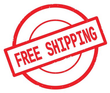 Ücretsiz metin kargo, kırmızı daire basit damga yazılmış.