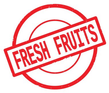 Kırmızı daire basit damgası yazılı taze meyve metin.