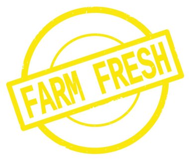 Sarı daire basit damgası yazılmış çiftlik taze metni.