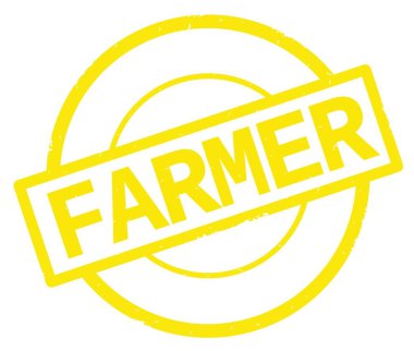 Çiftçi metin, sarı daire basit damga yazılmış.