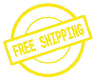 Ücretsiz metin kargo, sarı daire basit damga yazılmış.