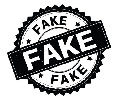 Sahte siyah metin damgası, zig zag kenarlıklı yuvarlak.