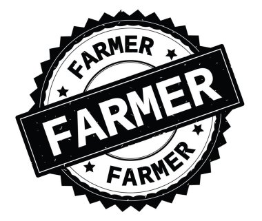 Çiftçi siyah metin damgası, zig zag kenarlıklı yuvarlak.