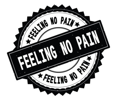 No Pain siyah metin damgası, zig zag kenarlıklı yuvarlak duygu.