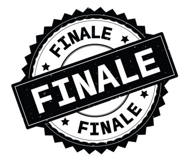 Final siyah metin damgası, zig zag kenarlıklı yuvarlak.