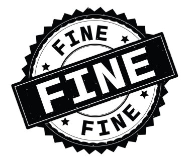 İnce siyah metin damgası, zig zag kenarlıklı yuvarlak.