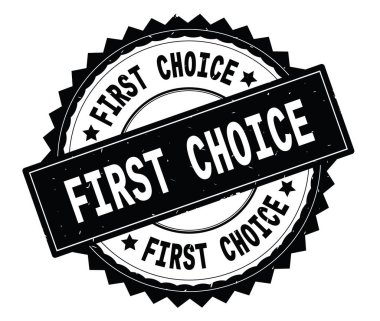 İlk seçim siyah metin damgası, zig zag kenarlıklı yuvarlak.