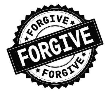 Siyah affet metin damgası, zig zag kenarlıklı yuvarlak.