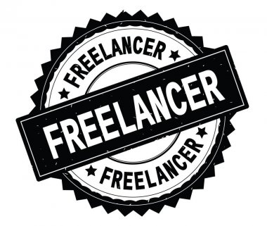 Freelancer siyah metin damgası, zig zag kenarlıklı yuvarlak.