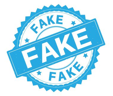 Sahte mavi metin damgası, zig zag kenarlıklı yuvarlak.