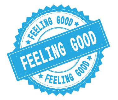 Damga, zig zag kenarlıklı yuvarlak iyi mavi metin duygu.