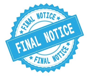 Son fark mavi metin damgası, zig zag kenarlıklı yuvarlak.