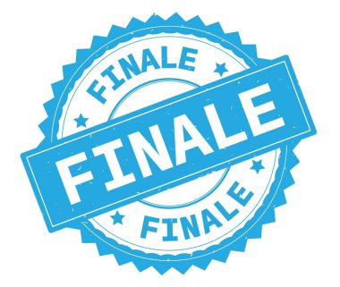 Final mavi metin damgası, zig zag kenarlıklı yuvarlak.