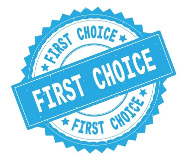 İlk seçim mavi metin damgası, zig zag kenarlıklı yuvarlak.