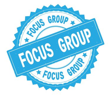 Odak grup mavi metin damgası, zig zag kenarlıklı yuvarlak.