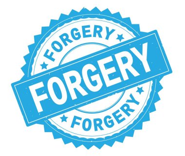 Sahte mavi metin damgası, zig zag kenarlıklı yuvarlak.