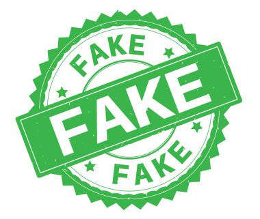 Sahte yeşil metin damgası, zig zag kenarlıklı yuvarlak.