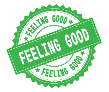 Damga, zig zag kenarlıklı yuvarlak iyi yeşil metin duygu.