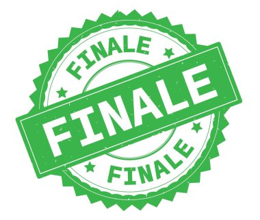 Final yeşil metin damgası, zig zag kenarlıklı yuvarlak.