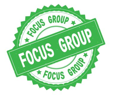 Odak grup yeşil metin damgası, zig zag kenarlıklı yuvarlak.