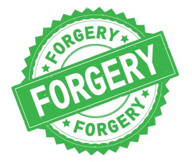 Sahte yeşil metin damgası, zig zag kenarlıklı yuvarlak.